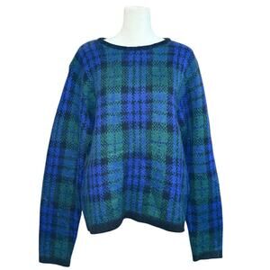 Vintage GAP Women's Sweater Size Large Winter Plaid Mohair Wool Y2K‎ Tartan Cozy